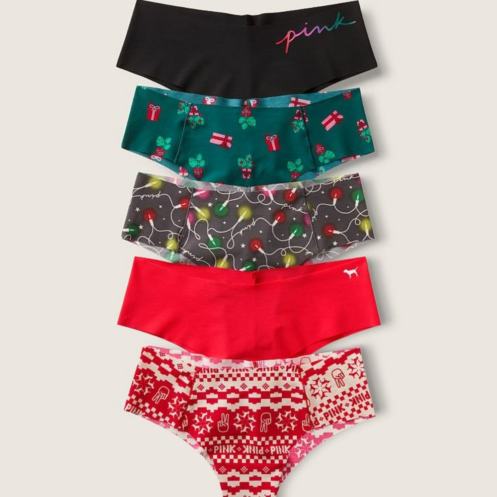 PINK 5-PACK NO-SHOW CHRISTMAS CHEEKSTER NWT!